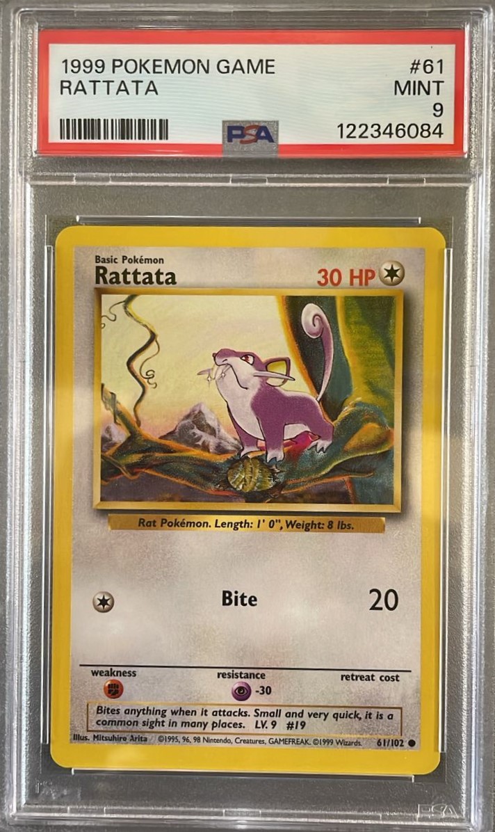 1999 Pokémon Game Rattata #61 MINT PSA 9
